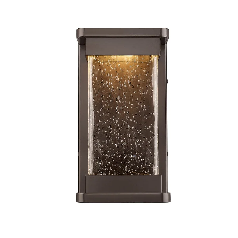 Ederle Outdoor Wall Lamp - Powder Coat Bronze - Clear Water Seeded Glass - 11W Integrated LED Module - 850lm - 12in. H - 3000K Warm White