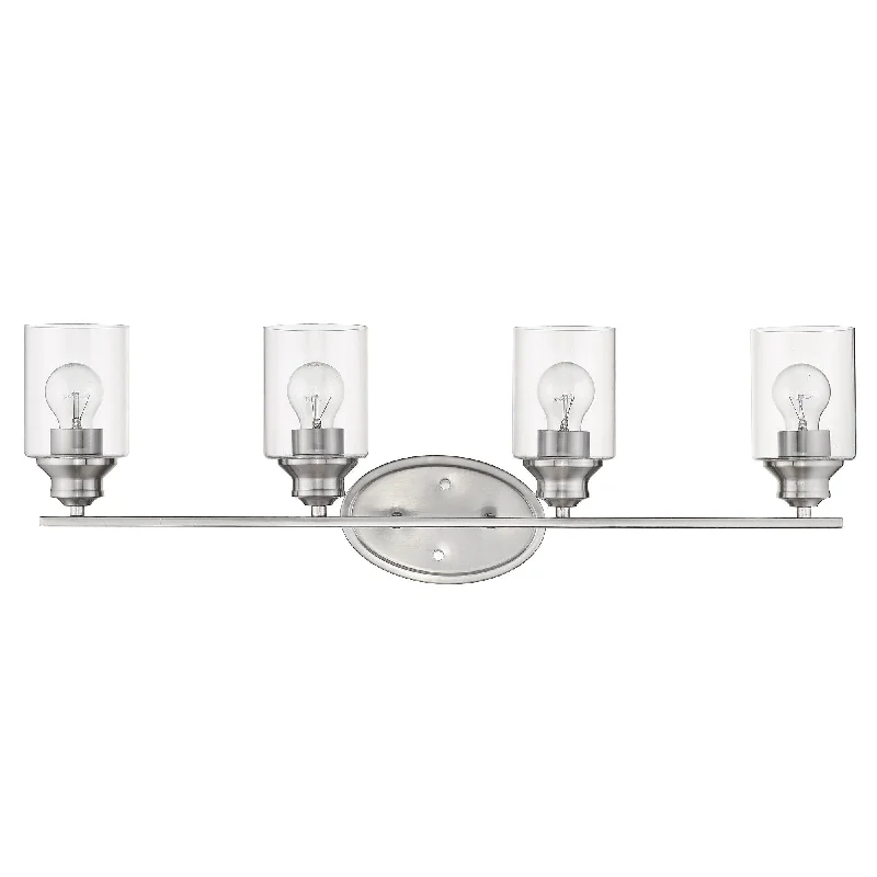 Four Light Silver Wall Light with Clear Glass Shade By Homeroots