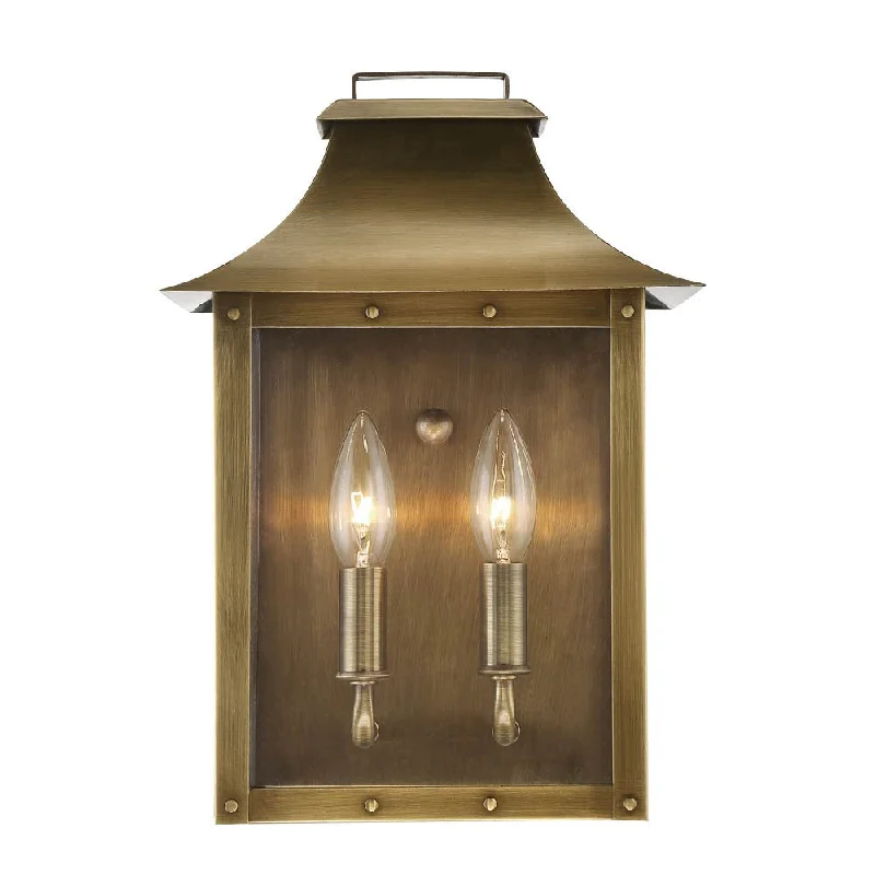 Manchester 2-Light Aged Brass Pocket Wall Light By Homeroots