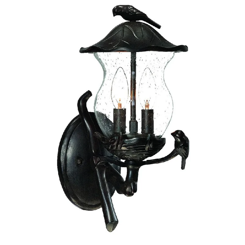 Matte Black Bird Detail Lantern Wall Light By Homeroots