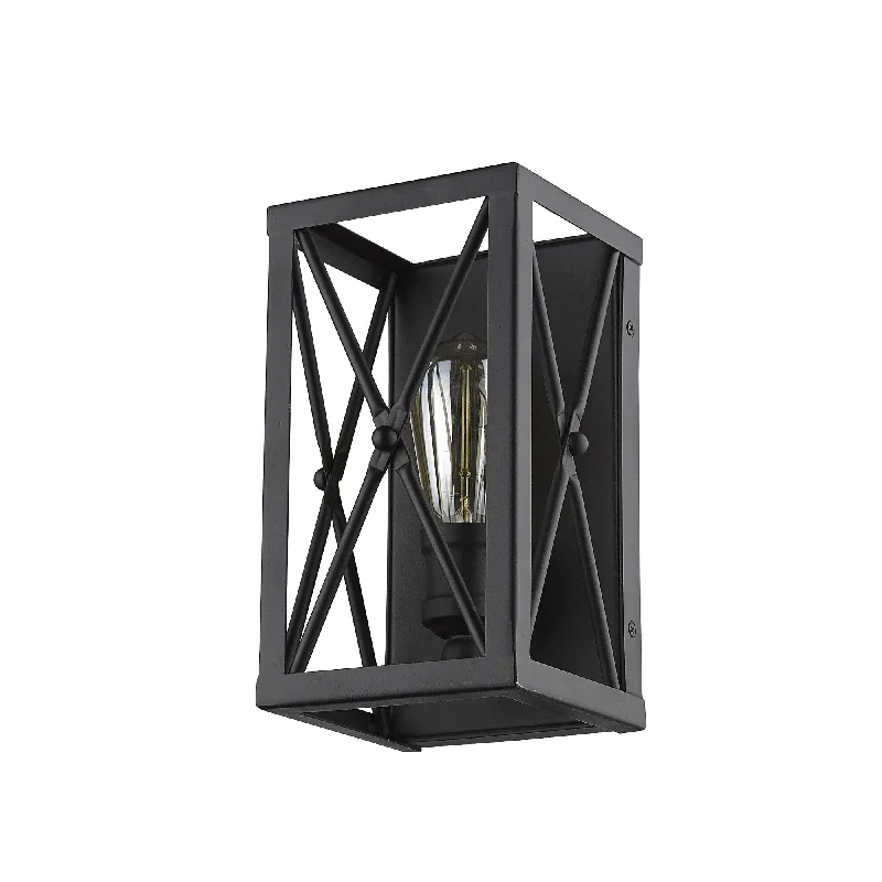 Matte Black Metal Geometric Wall Light By Homeroots