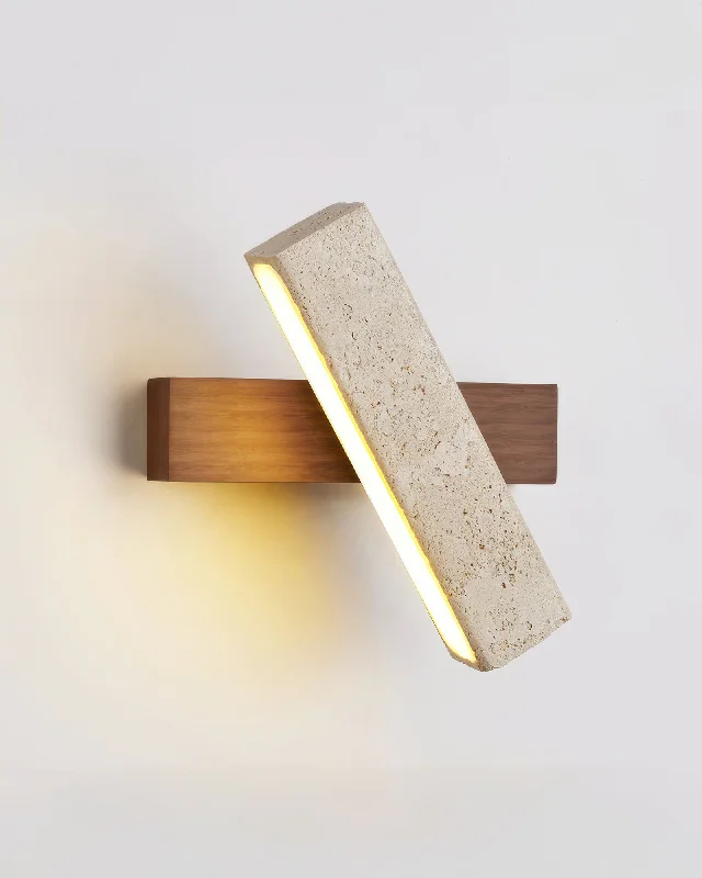 Rotary Calm Stone Wooden Accents Wall Lamp