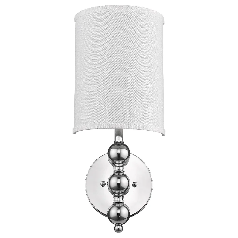 Silver Chrome Wall Light with Linen Fabric Shade By Homeroots