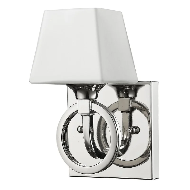 Silver Metal Wall Light with Frosted Glass Shade By Homeroots