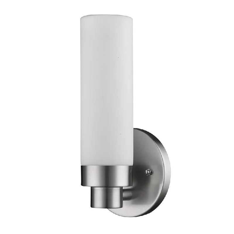 Silver Wall Light with Narrow Frosted Glass Shade By Homeroots