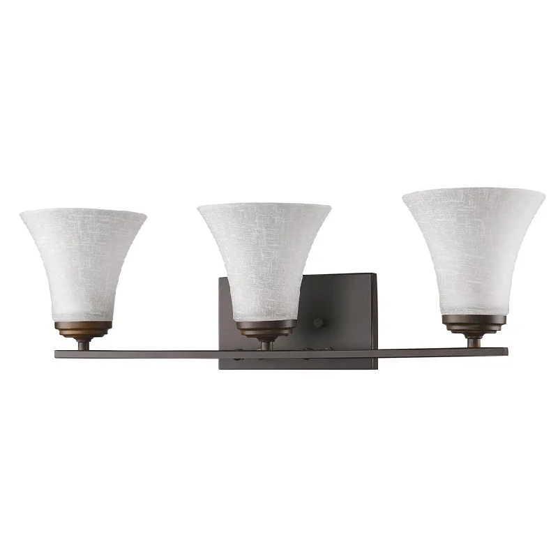 Three Light Bronze Wall Light with Tapered Glass Shade By Homeroots