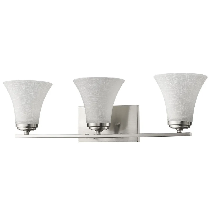 Three Light Silver Wall Light with Tapered Glass Shade By Homeroots