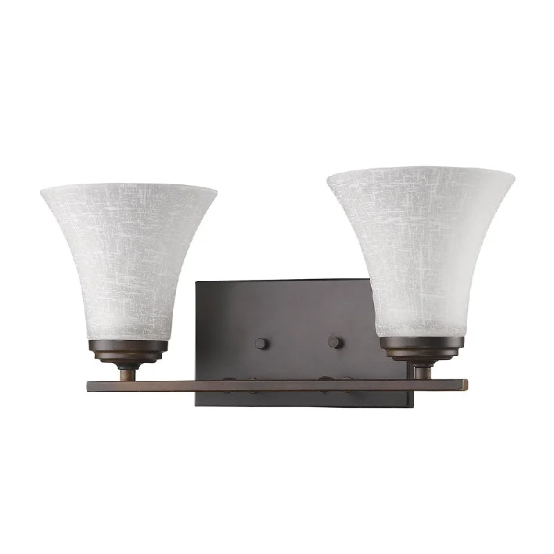 Two Light Bronze Wall Light with Tapered Glass Shade By Homeroots