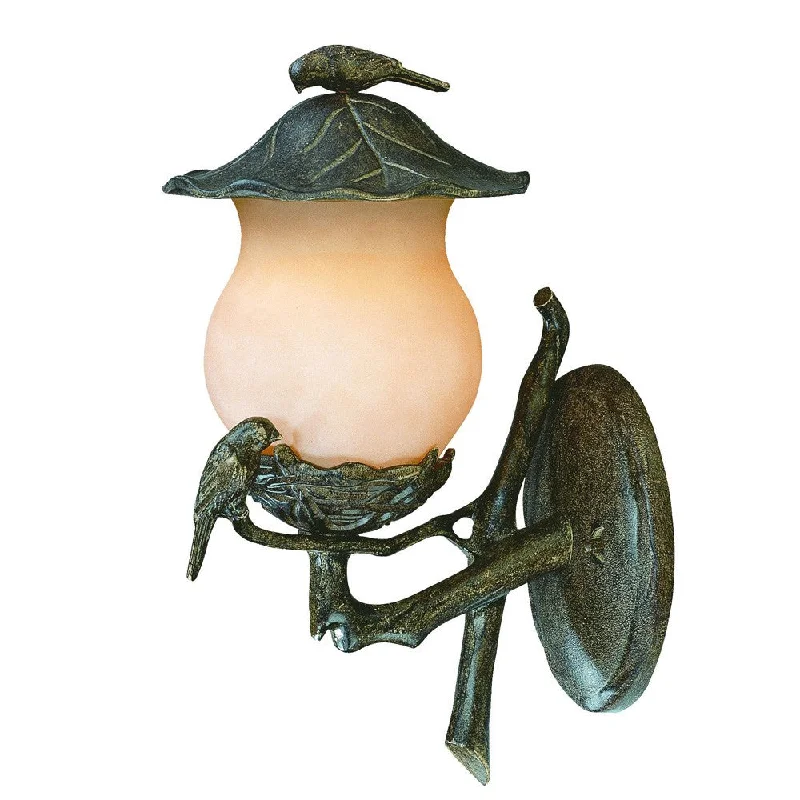 Vintage Black and Gold Bird Detail Lantern Wall Light By Homeroots