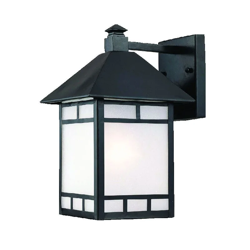 XL Matte Black Frosted Glass Lantern Wall Light By Homeroots